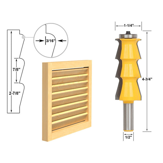 Louver Shutter Style 1/2" Shank Router Bit