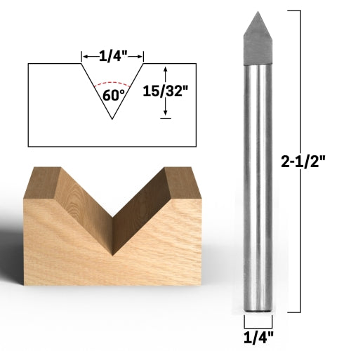 60 Degree Engraving & Lettering 1/4" Shank Router Bit