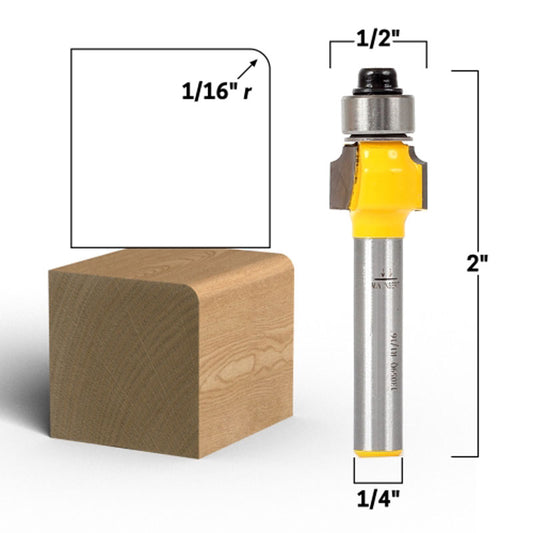 1/16" Radius Round Over Edge Forming 1/4" Shank Router Bit