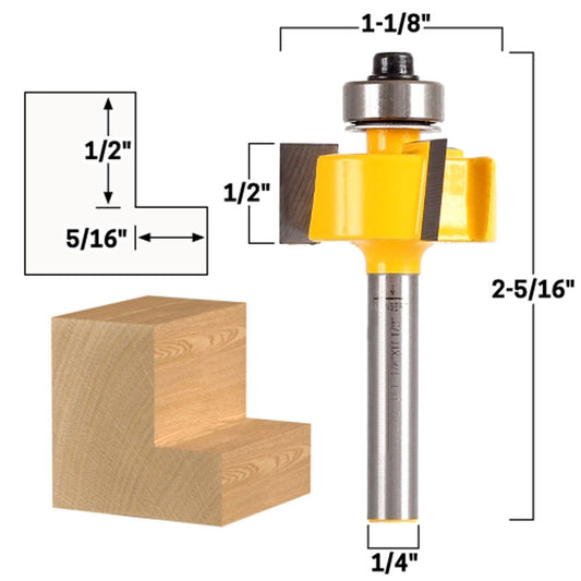 1/2" Height X 5/16" Depth Rabbet 1/4" Shank Router Bit