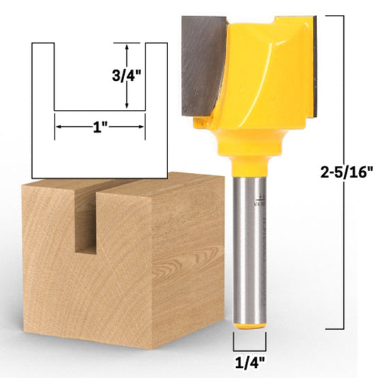 1" Diameter X 3/4" Height 1/4" Shank Straight Router Bit