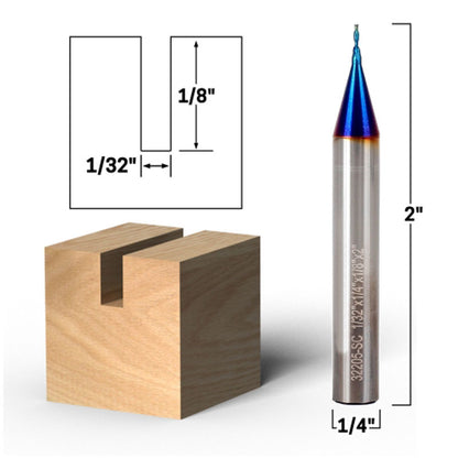 1/32" 2 Flute Downcut Spiral End Mill 1/4" Shank CNC Router Bit