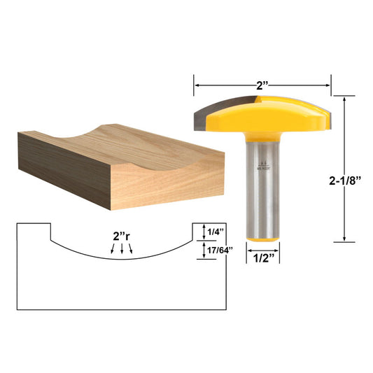 2" Radius Horizontal Crown 1/2" Shank Router Bit