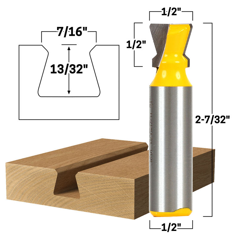 Dovetail Jig Groove 1/2" Shank Router Bit