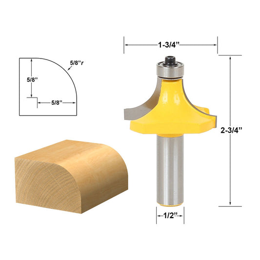 Round Over Edging 5/8" Radius 1/2" Shank Router Bit