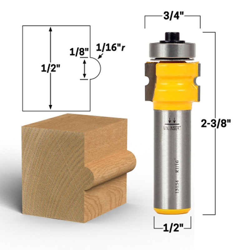 Bullnose 1/8" Bead 1/2" Shank Router Bit