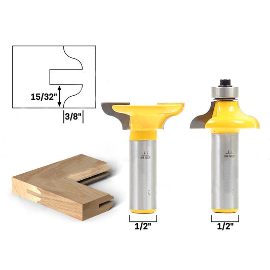 Medium Ogee 2 Bit Matching Entry Door Profile 1/2" Shank Router Bit Set