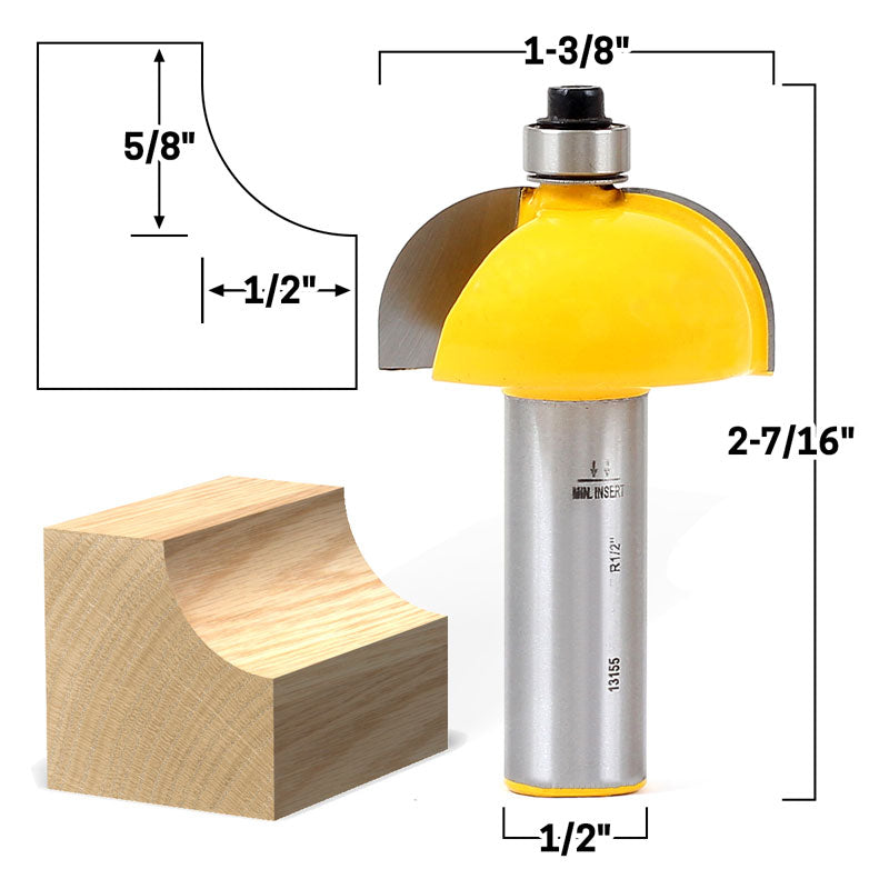 1/2" Radius Cove Edge Forming 1/2" Shank Router Bit