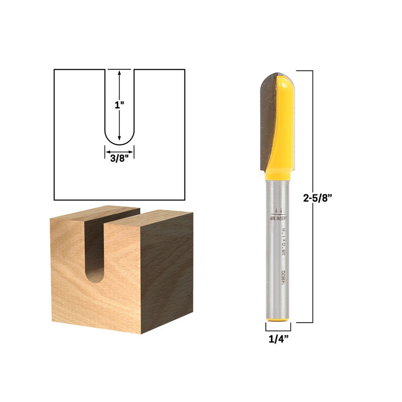 3/8" Diameter Core Box 1/4" Shank Router Bit