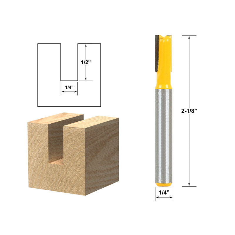 Straight/Dado 1/4"W x 1/2"H 1/4" Shank Router Bit