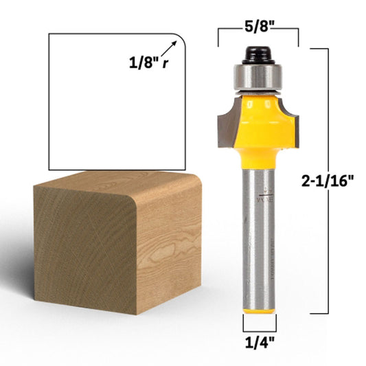 1/8" Radius Round Over Edge Forming 1/4" Shank Router Bit