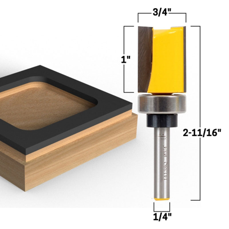 3/4" Diameter Flush Trim Template 1/4" Shank Router Bit