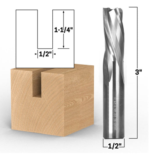 1/2" Diameter 3 Flute Low Helix Downcut Spiral End Mill 1/2" Shank CNC Router Bit