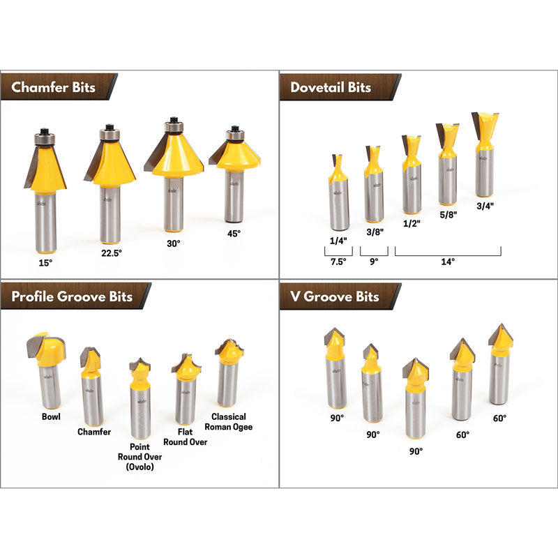 70 Bit 1/2" Shank Router Bit Set