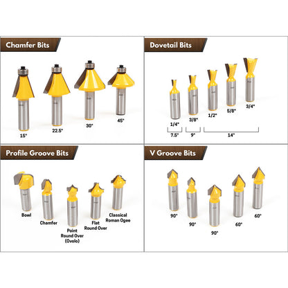 70 Bit 1/2" Shank Router Bit Set