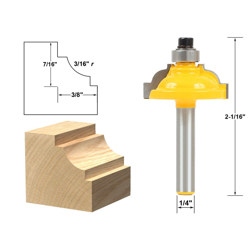 Classical Cove Edging 3/16" Radius 1/4" Shank Router Bit