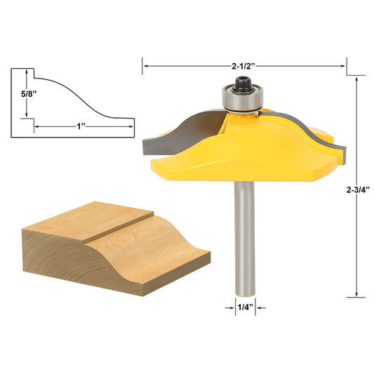 Panel Raiser Ogee 1" Depth 1/4" Shank Router Bit