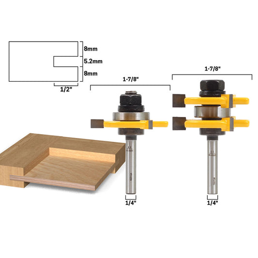 1/4" Plywood 2 Bit Tongue and Groove 1/4" Shank Router Bit Set