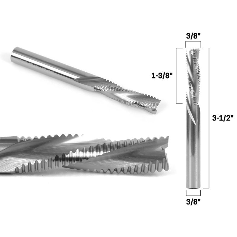 3/8" Dia. 3 Flute Downcut Spiral Rougher End Mill 3/8" Shank CNC Router Bit