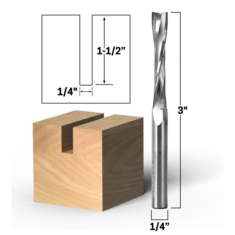 1/4" Dia 2 Flute Low Helix Upcut Spiral End Mill 1/4" Shank CNC Router Bit