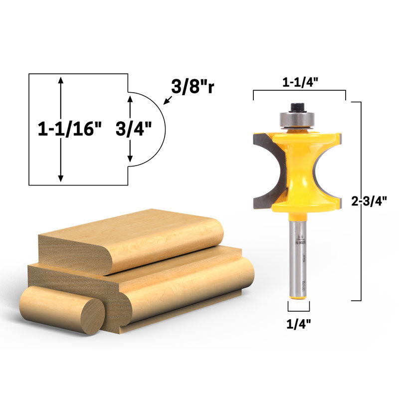 5 Bit Bullnose 1/4" Shank Router Bit Set