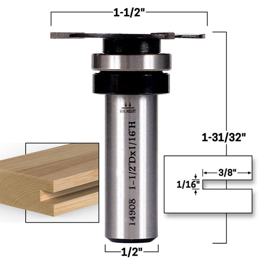 1/16" Top Bearing Slot Cutter 1/2" Shank Router Bit