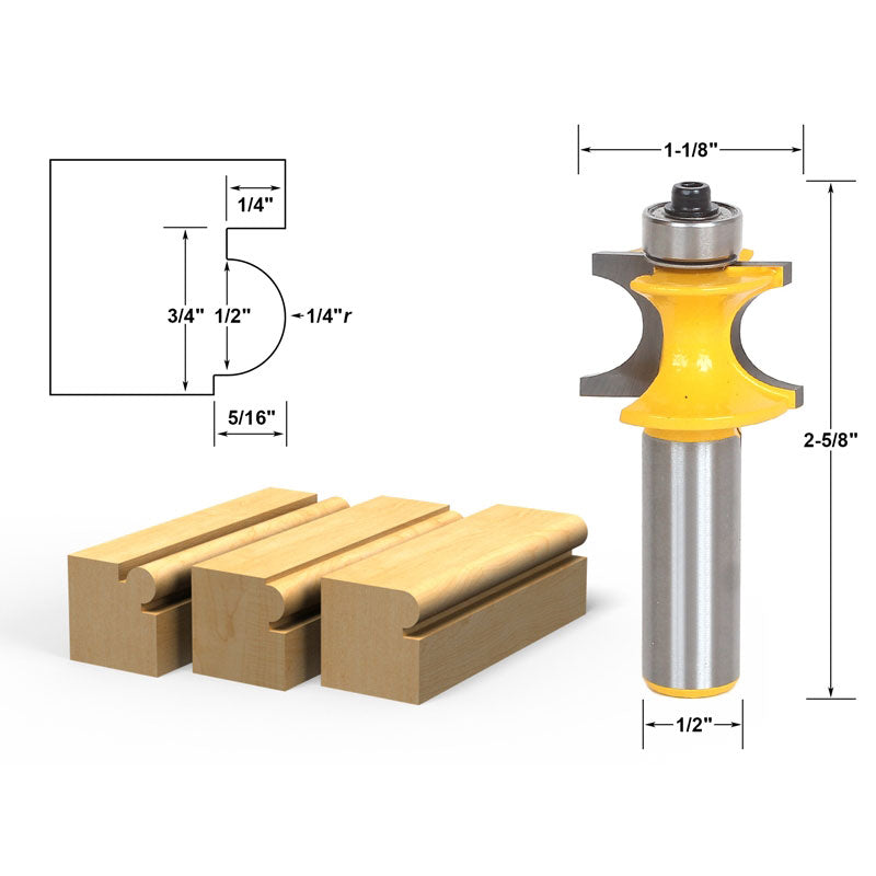 Bullnose Beading Router Bit 1/4"r 1/2" bead 1/2" Shank