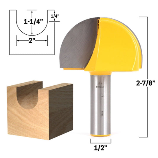 2" Diameter Core Box 1/2" Shank Router Bit