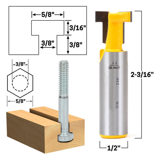 3/8" T Bolt T Slot 1/2" Shank Router Bit