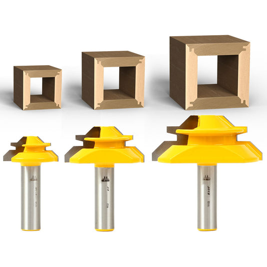 45 Degree 3 Bit Lock Miter 1/2" Shank Router Bit Set