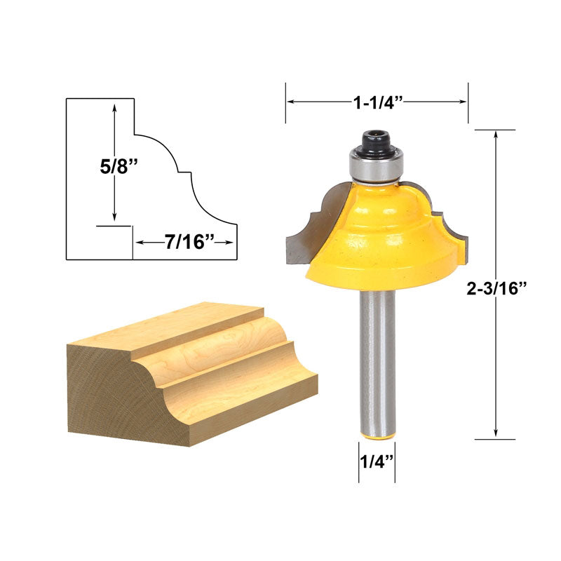 Double Roman Ogee Edging Medium 1/4" Shank Router Bit