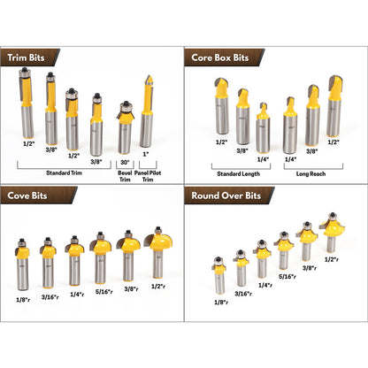 70 Bit 1/2" Shank Router Bit Set