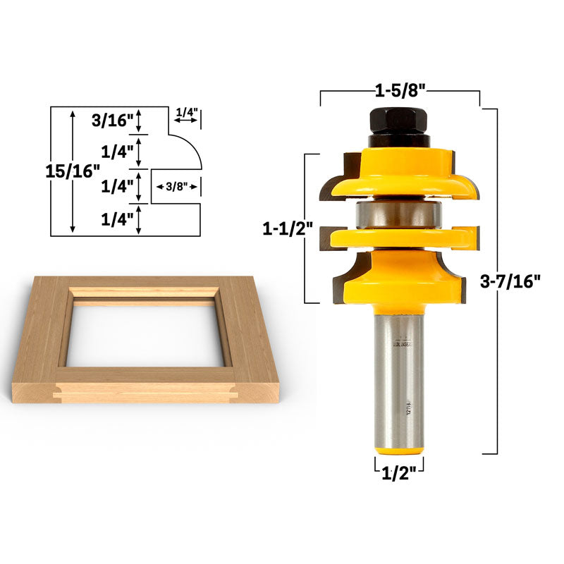 Roundover Stacked Rail and Stile 1/2" Shank Router Bit