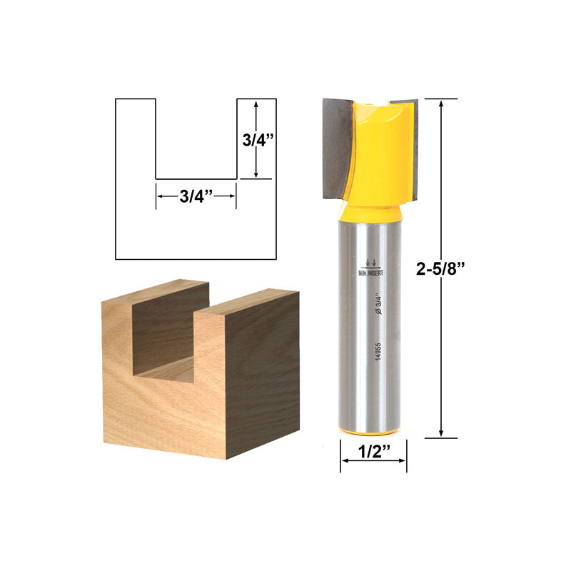 Straight/Dado 3/4"W x 3/4"H 1/2" Shank Router Bit