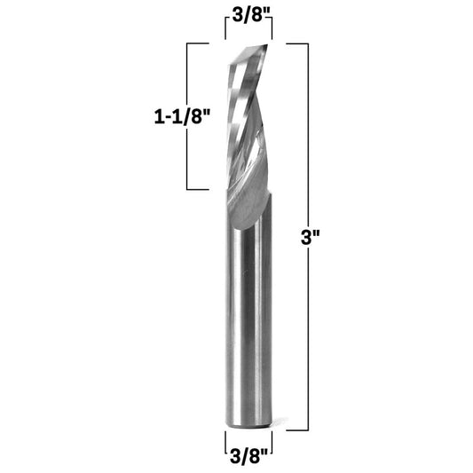 3/8" Diameter O Flute Upcut Spiral End Mill 3/8" Shank CNC Router Bit