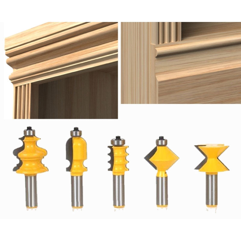 5 PCS DIY Bookshelf Molding & Edge Banding Router Bit Set