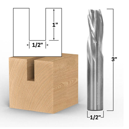 1/2" Dia. 3 Flute Low Helix Downcut Spiral End Mill 1/2" Shank CNC Router Bit