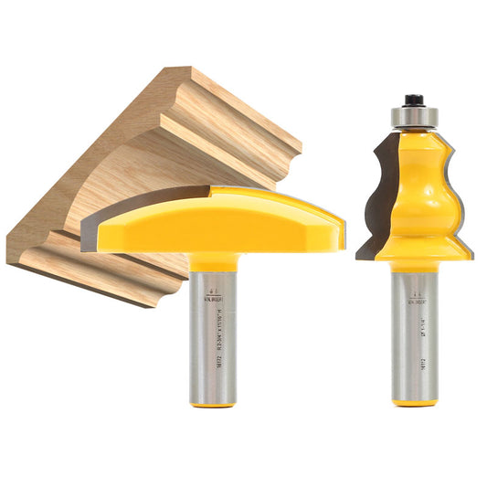 Elegant 2 Bit Crown Cap Molding 1/2" Shank Router Bit Set