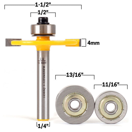 Biscuit Joint Slot 1/4" Shank Cutter Router Bit & Bearing Set