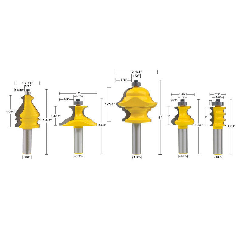 5 Bit Specialty Molding Router Bit Set