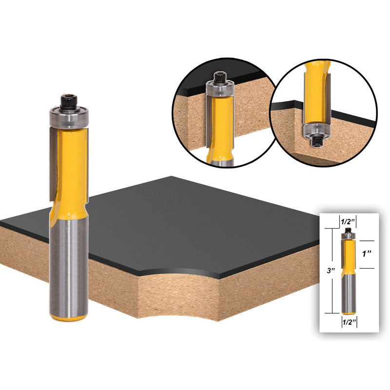 Flush Trim End Bearing 1/2"W X 1"H 1/2" Shank Router Bit