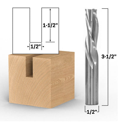 1/2" Diameter 3 Flute Low Helix Downcut Spiral End Mill 1/2" Shank CNC Router Bit