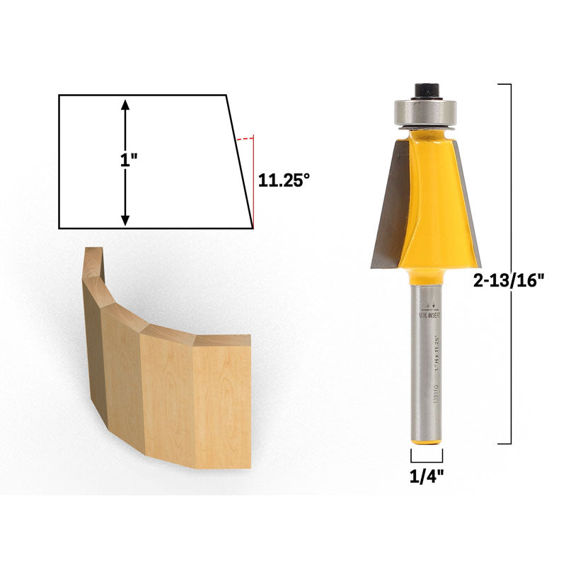 5 Bit Chamfer Edge Forming 1/4" Shank Router Bit Set