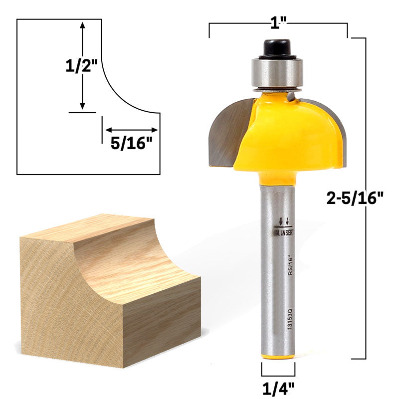 5/16" Radius Cove Edge Forming 1/4" Shank Router Bit