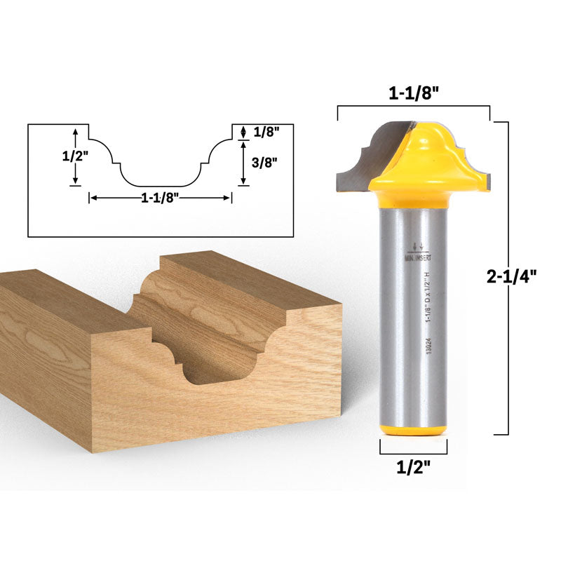 3/16" Radius Double Roman Ogee Groove 1/2" Shank Router Bit