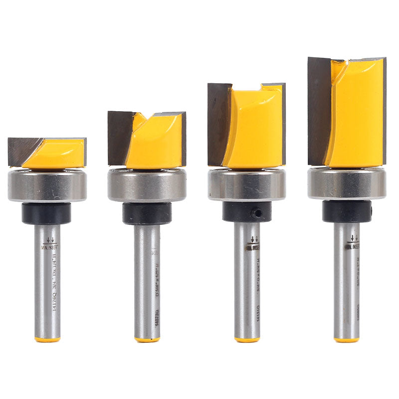 4 Bit 3/4" Diameter Flush Trim Template 1/4" Shank Router Bit Set