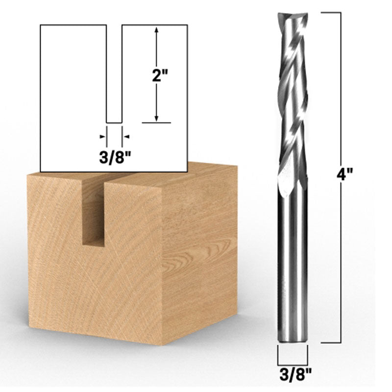 3/8" Dia. 2 Flute Upcut Spiral End Mill 3/8" Shank CNC Router Bit