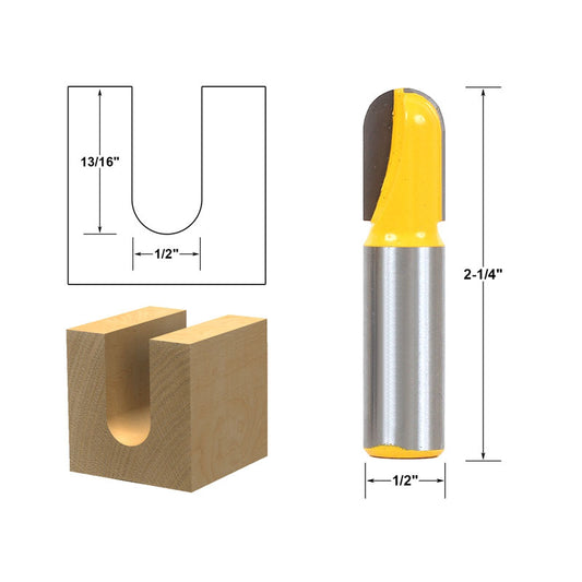 Core Box Round Nose 1/2"W X 13/16"H 1/2" Shank Router Bit