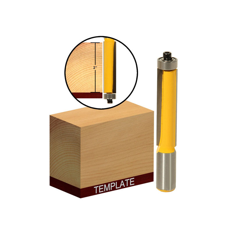 Flush Trim End Bearing 2" X 1/2" 1/2" Shank Router Bit