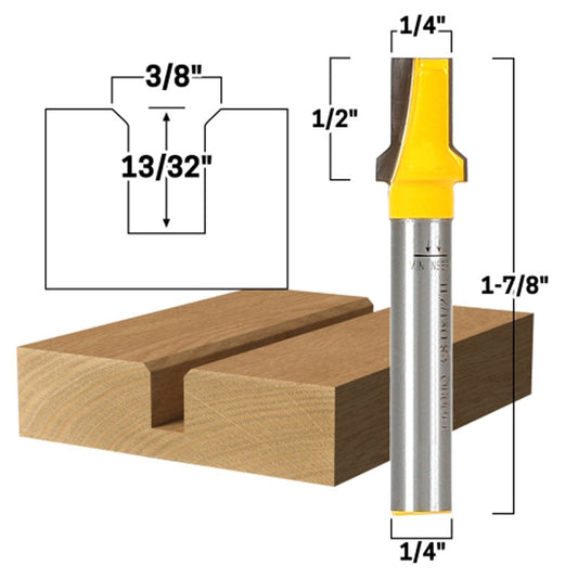 Straight with flange Jig Groove 1/4" Shank Router Bit